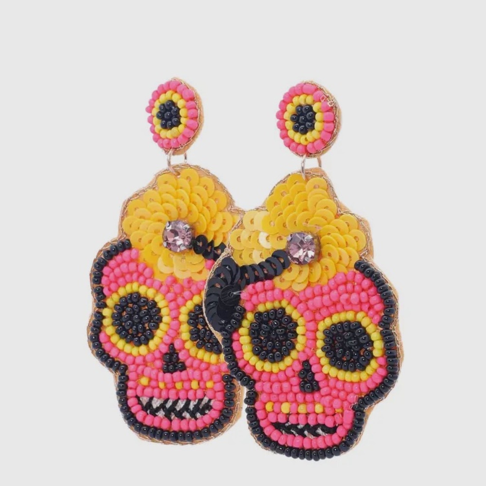 Beaded Skull Earrings